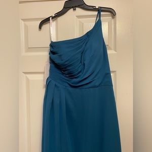 Teal Blue one shoulder gown